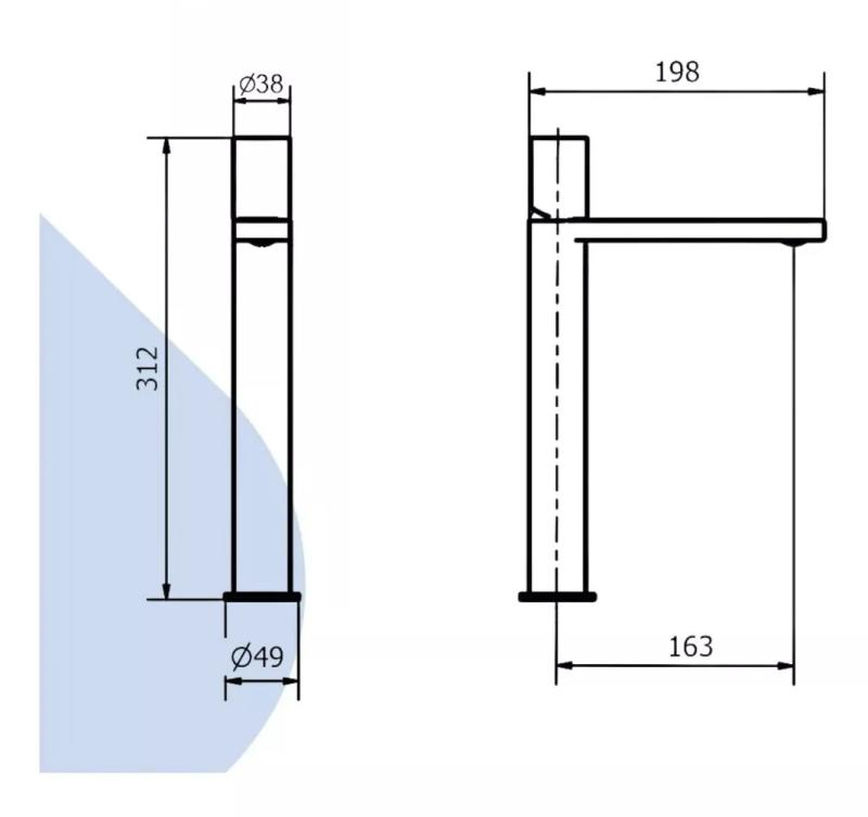 Grifería Lavatorio Alto Piazza Lounge Negro 10702NE