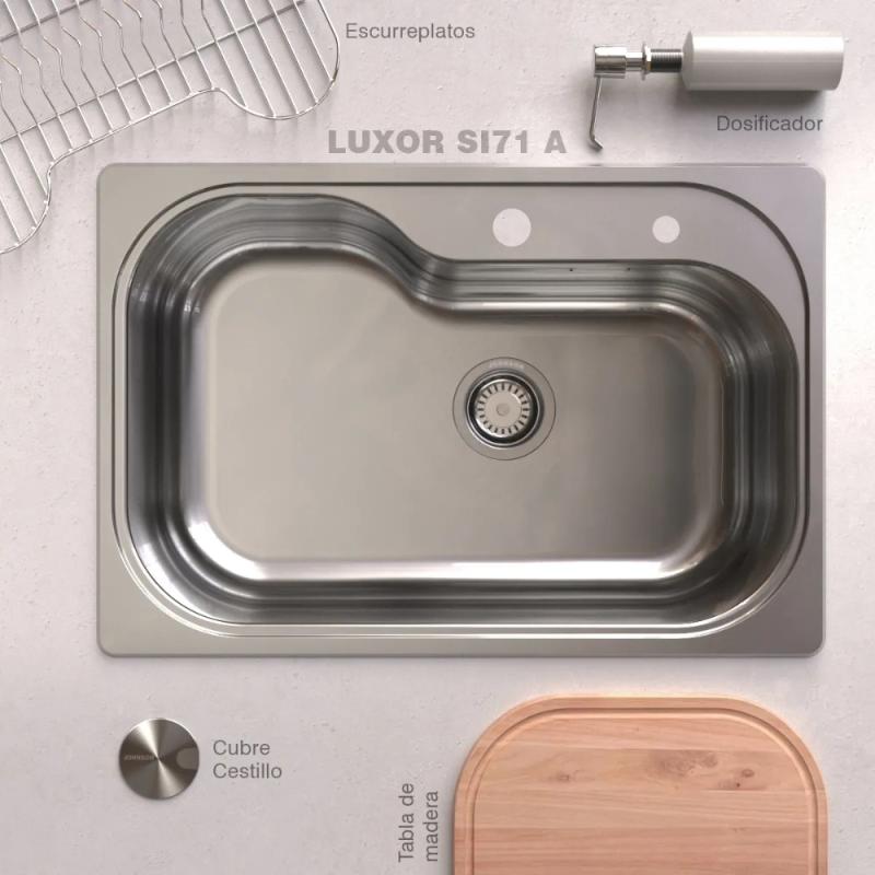 Kit Bacha De Cocina Johnson Acero Luxor Si71 + Accesorios (P30LUXOR71K1)