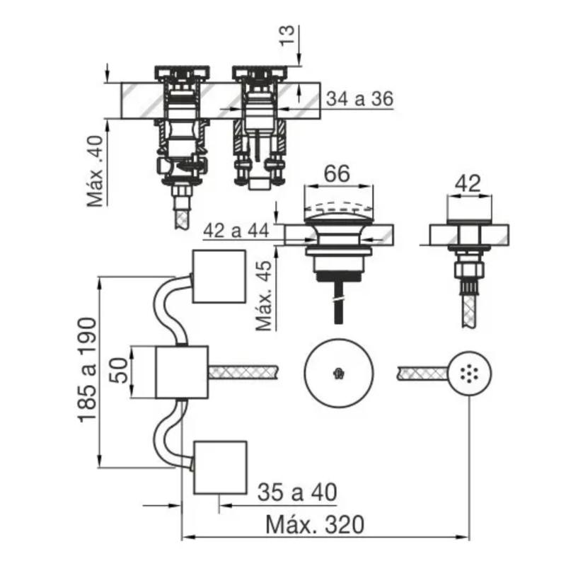 Grifería Bidet Con Transferencia Fv Chaltén 0295/H4 CR Cromo
