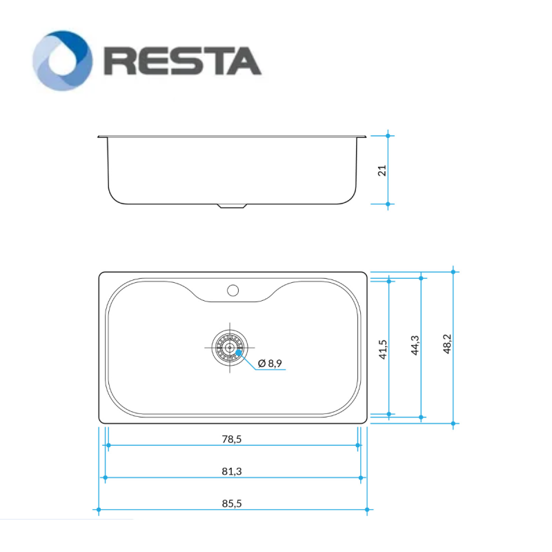 Pileta Cocina Luxor SI 85 Con Orificio Derecho Johnson Acero