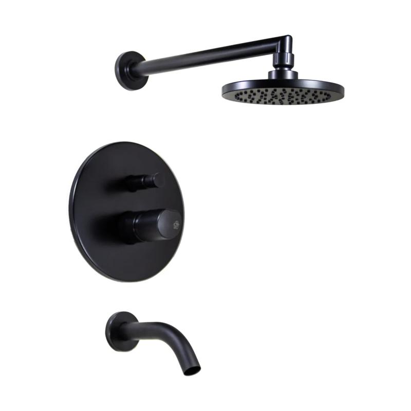 Grifería Monocomando Ducha Y Bañera Con Transferencia Fv Cilindra 0106/M5 Negro Mate