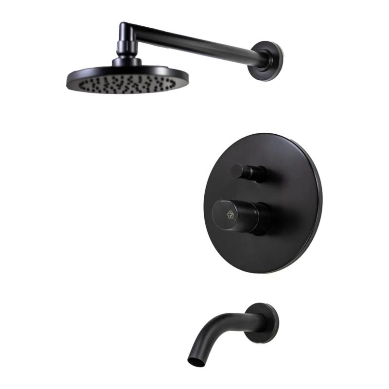 Grifería Monocomando Ducha Y Bañera Con Transferencia Fv Cilindra 0106/M5 Negro Mate