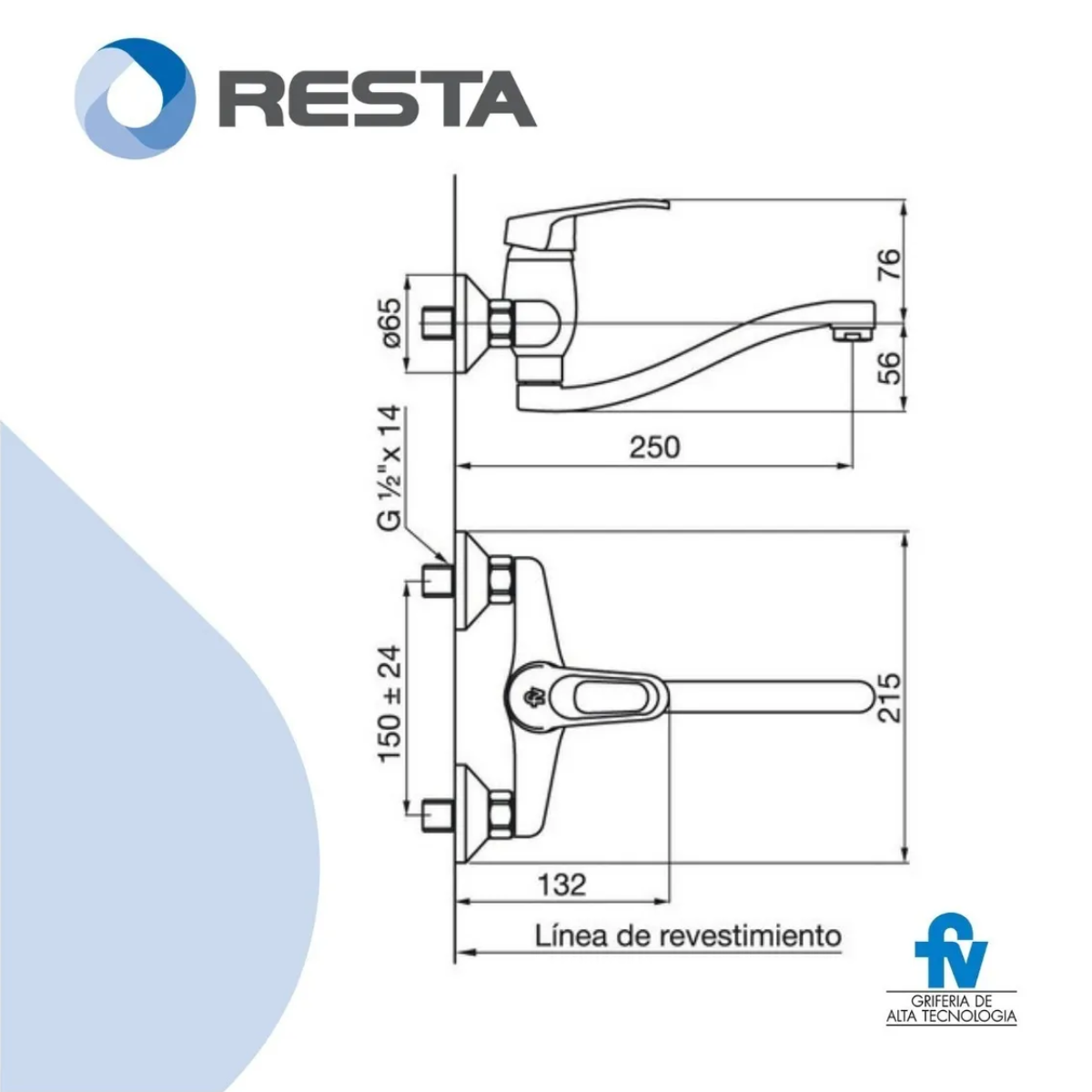 Griferia Cocina Pared Exterior Monocomando Fv Arizona 406/b1