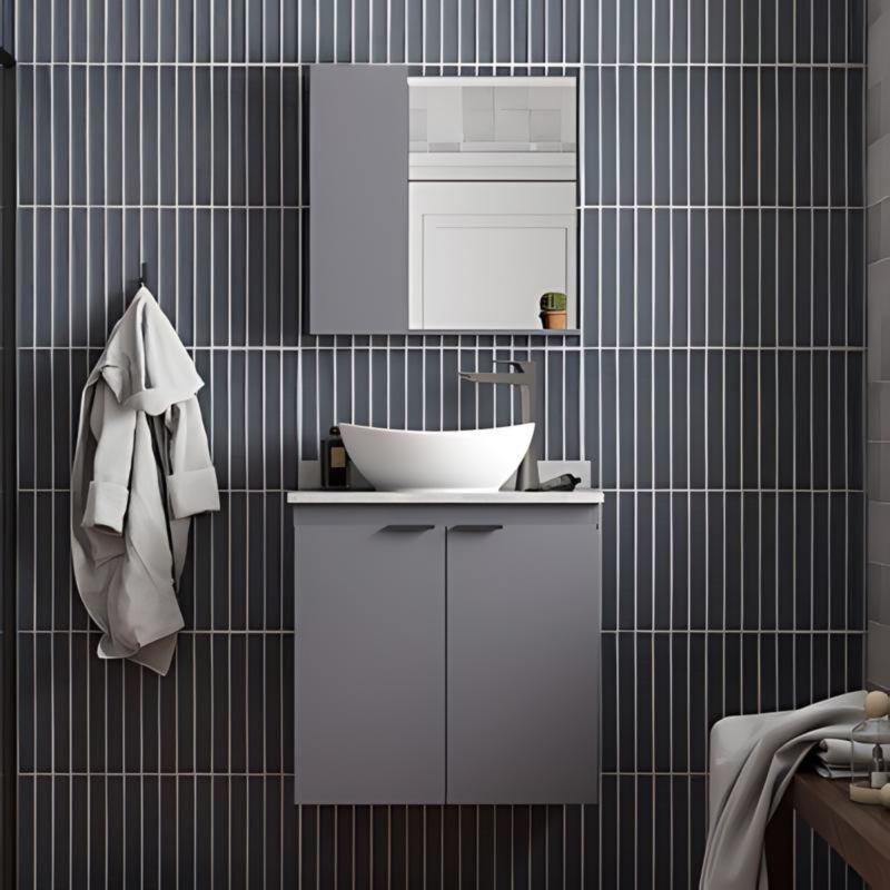 Vanitory Mueble Colgante Con Bacha Cozimax Aster 60 Gris