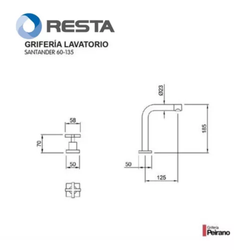 Griferia Lavatorio Mesada Peirano Santander 60-135