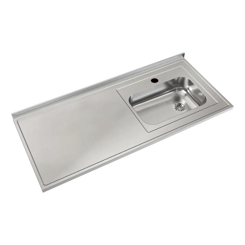 Mesada Cocina AISI 430 De 140cm Con Bacha ZZ52 Lado Derecha Johnson