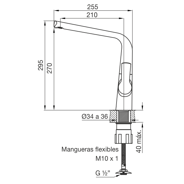 Grifería Monocomando Cocina Fv Aromo 0411.04/D8 CR Cromo