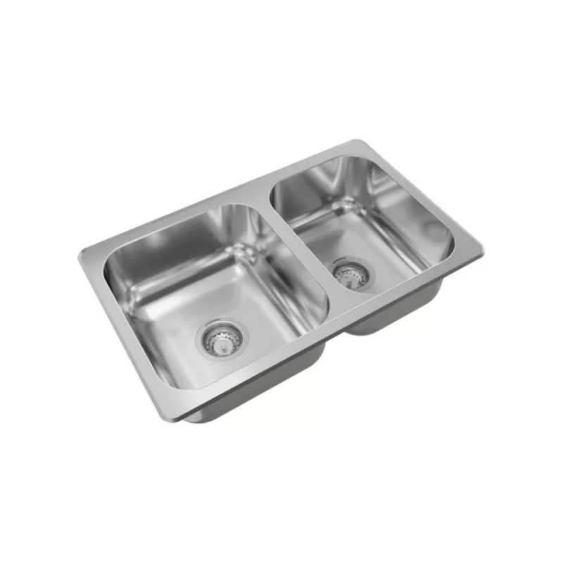 Pileta Bacha Doble Johnson Acero R63/18f De Arriba