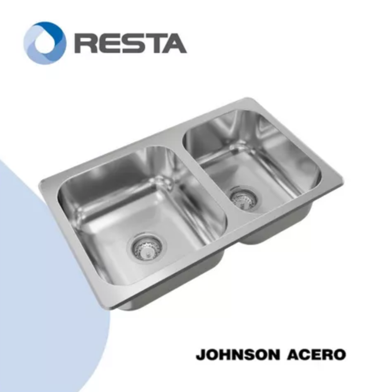 Pileta Bacha Doble Johnson Acero R63/18f De Arriba