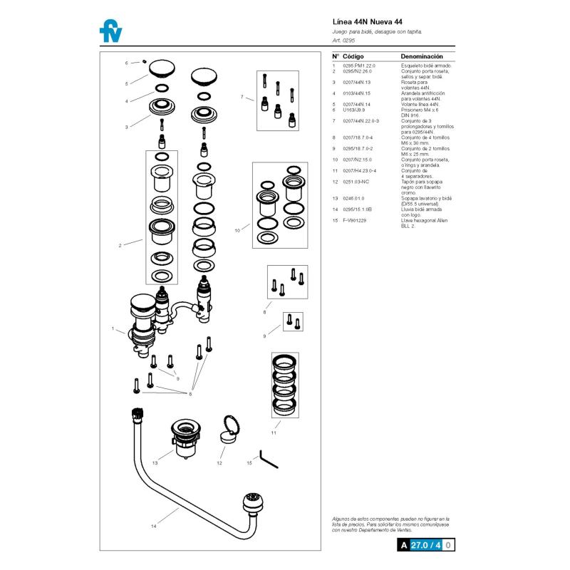 Grifería Para Bidet Cilíndrica Fv 0295/44N Cromo