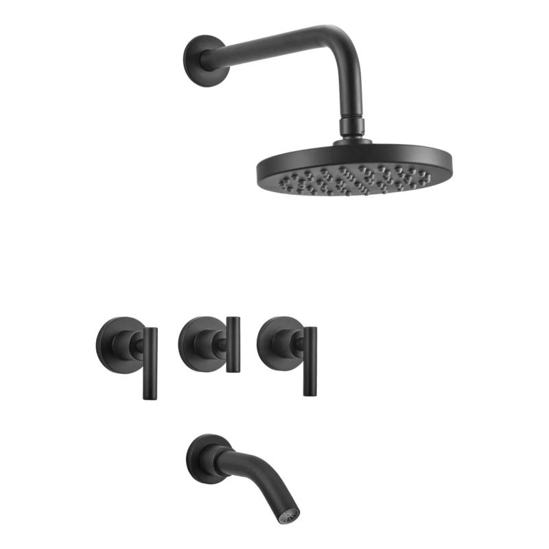 Combo Set Grifería Lavatorio Bidet Ducha Peirano Adra Black 90-166N