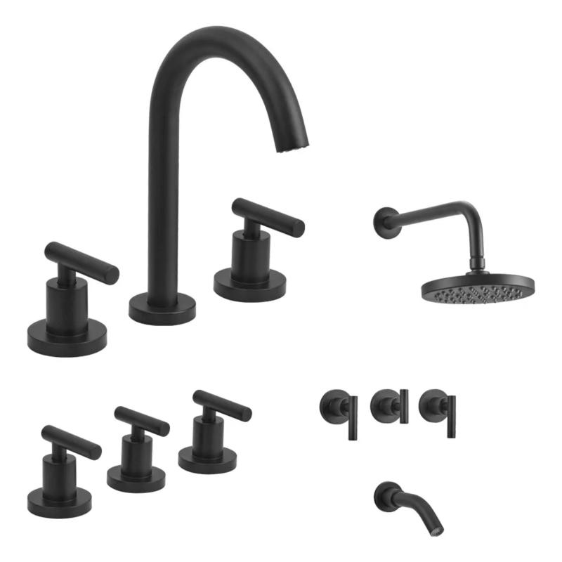 Combo Set Grifería Lavatorio Bidet Ducha Peirano Adra Black 90-166N