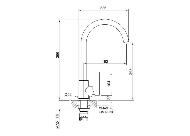 Grifería Monocomando Cocina Peirano Steel 20-205
