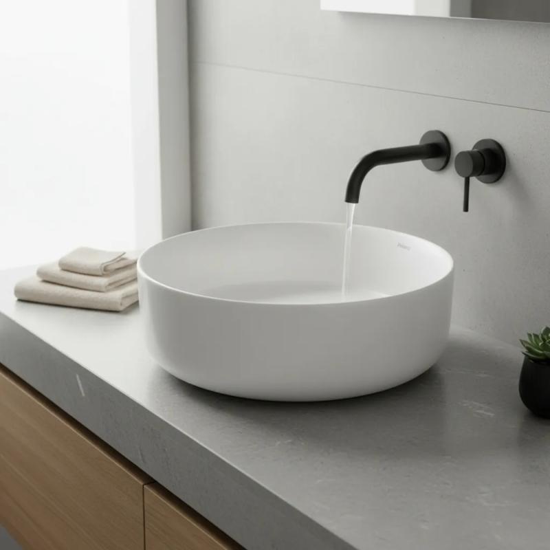 Bacha De Apoyar Redonda Para Baño Peirano BCH11 Blanco Mate