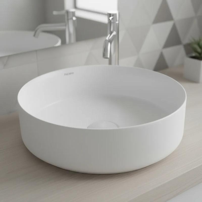 Bacha De Apoyar Redonda Para Baño Peirano BCH11 Blanco Mate