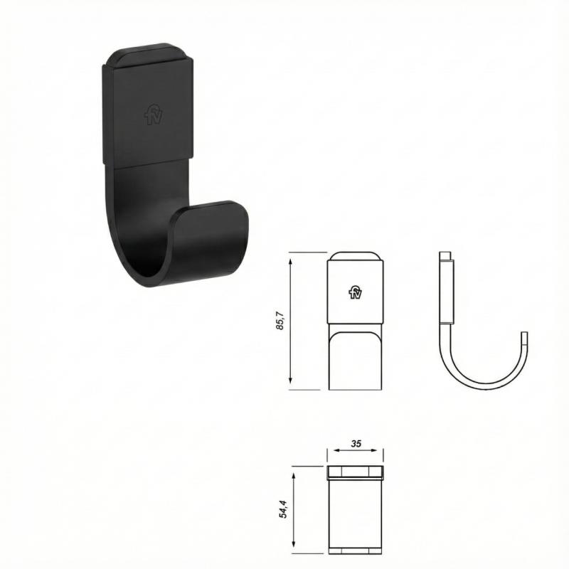 Combo Kit 3 Accesorios De Baño Fv Linea Armonia 0179.03/M8 Negro Mate