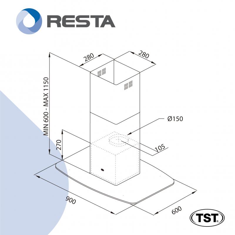 Extractor Campana Cocina Isla TST Tamel 90 Cm