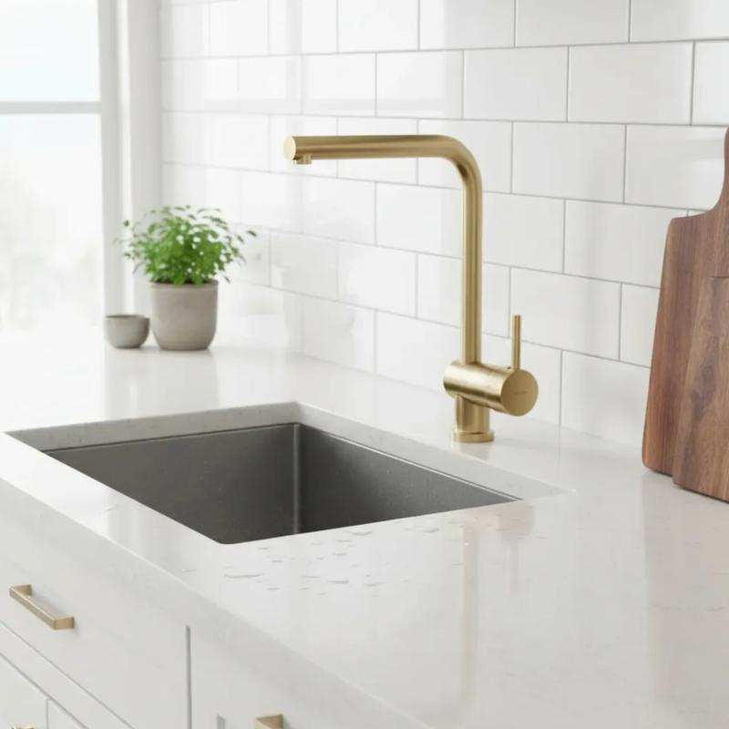 Grifería Cocina Monocomando Peirano Santander Gold 20-135G