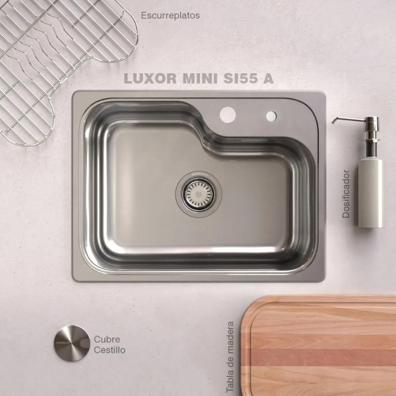 Kit Bacha De Cocina Johnson Acero Luxor Si55 + Accesorios