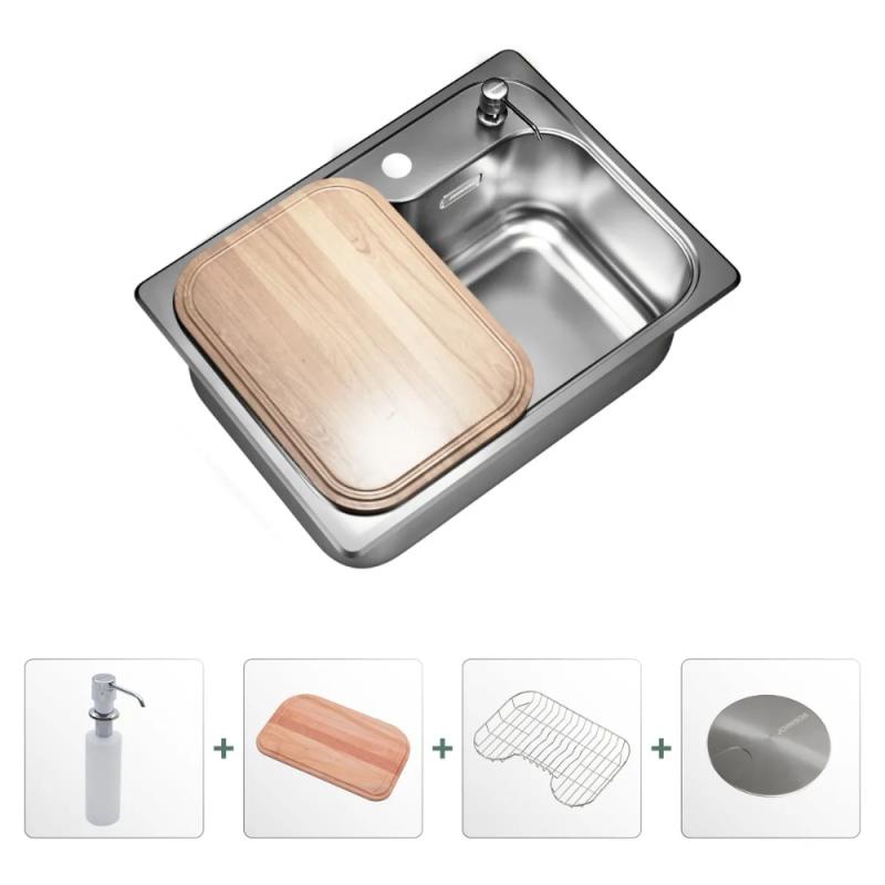 Kit Bacha De Cocina Johnson Acero Luxor Si55 + Accesorios