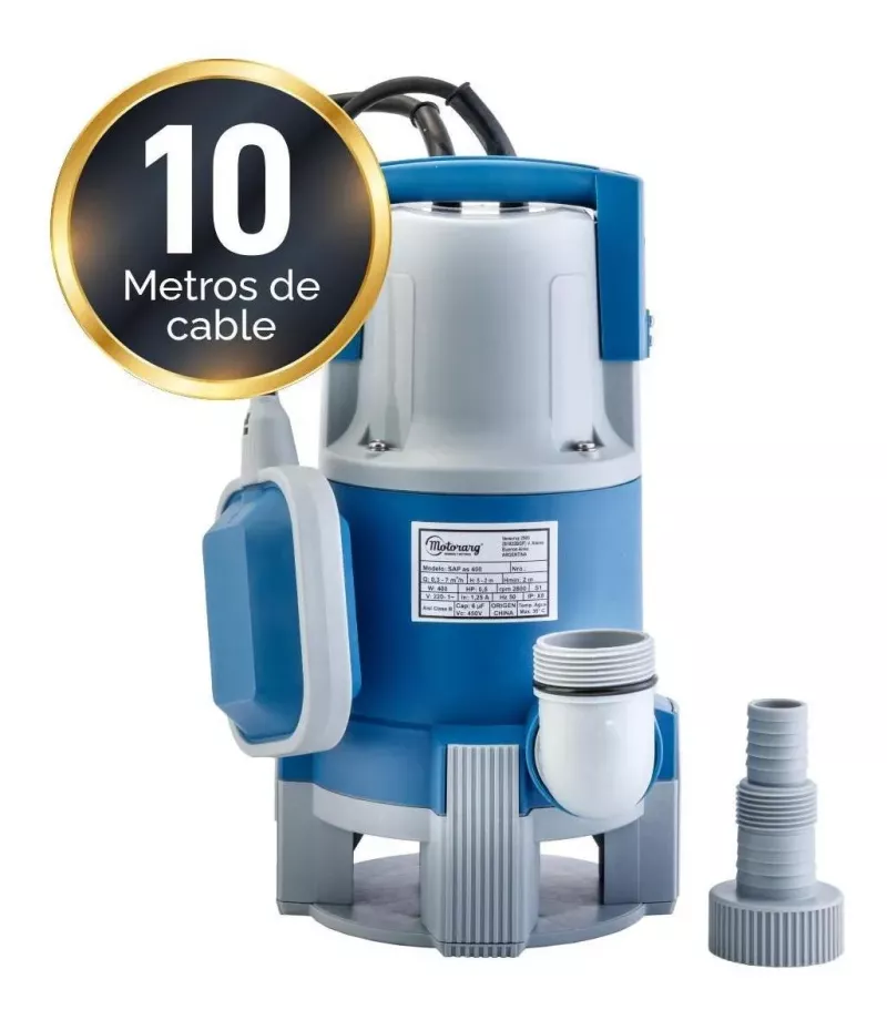 Bomba Sumergible Desagote Motorarg Sapas 0.5hp Agua Sucia 400W