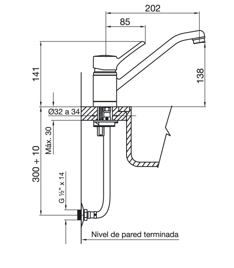 Grifería Monocomando Cocina Fv Swing 0411.01/90 Cromo
