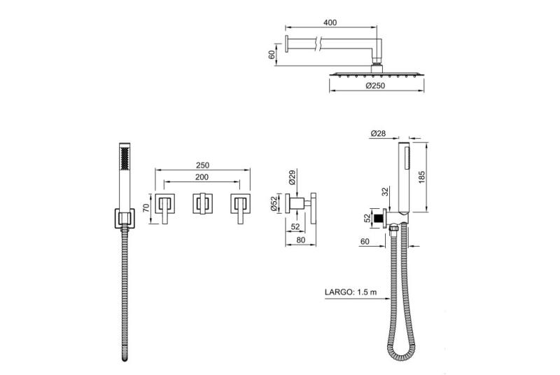 Grifería Ducha 2 Funciones Con Duchador de Mano Peirano Castilla 85-153