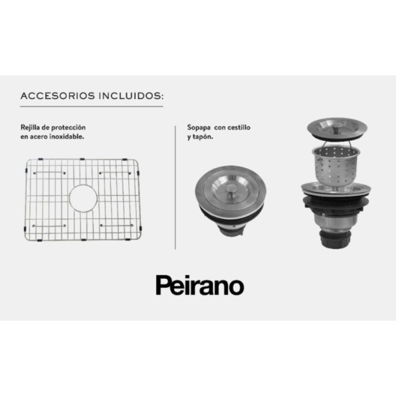 Bacha De Cocina Doble Blanco con Rejilla Y Desagote Peirano BCH17