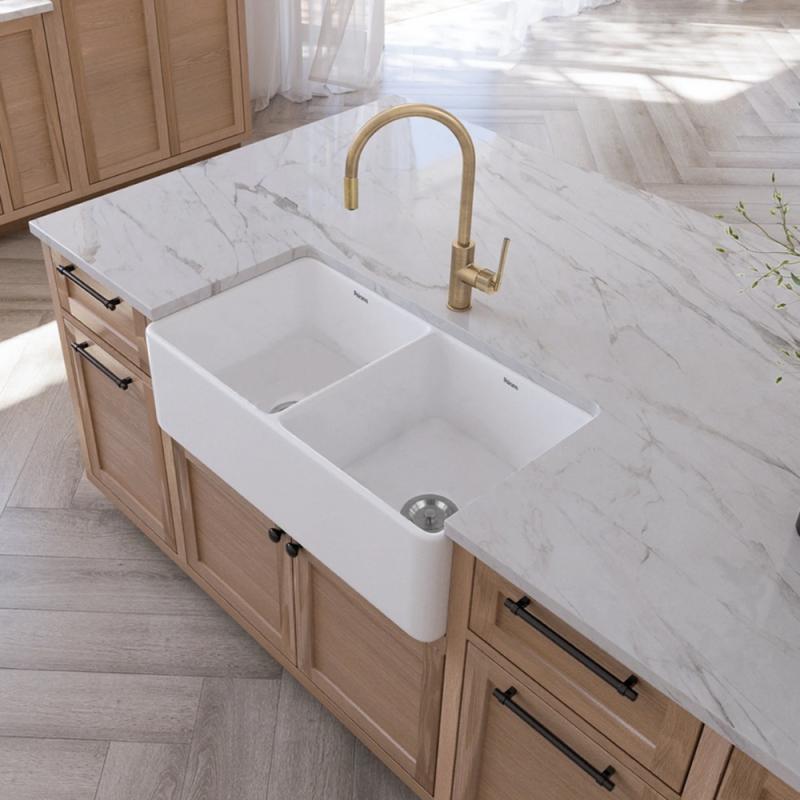 Bacha De Cocina Doble Blanco con Rejilla Y Desagote Peirano BCH17