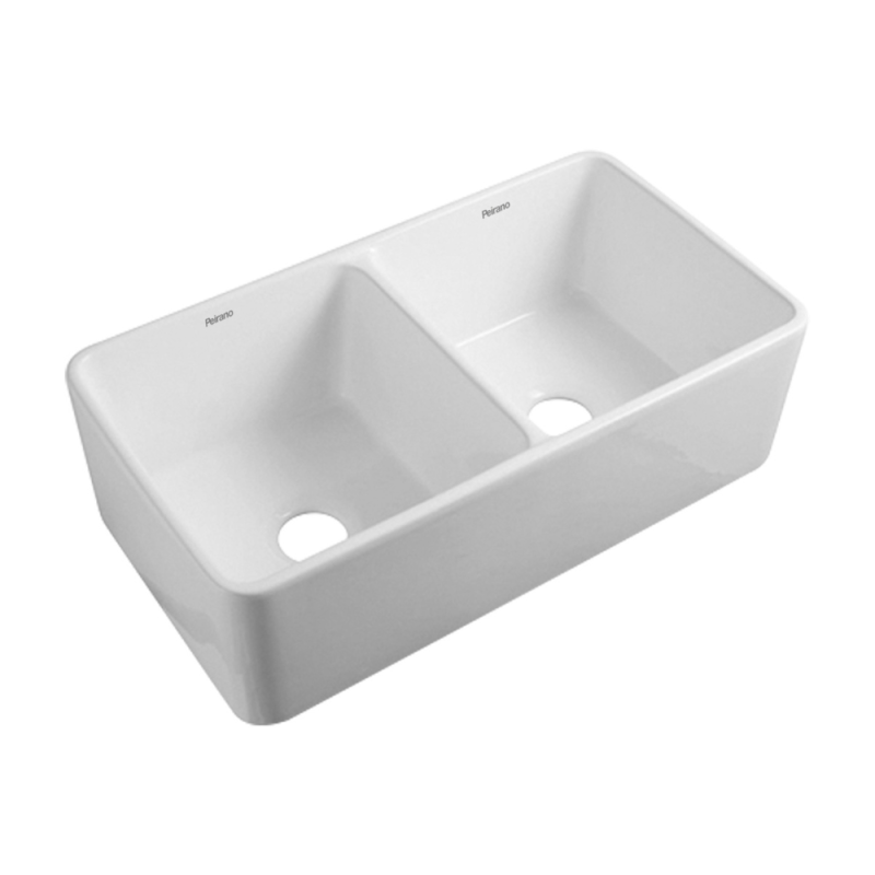 Bacha De Cocina Doble Blanco con Rejilla Y Desagote Peirano BCH17