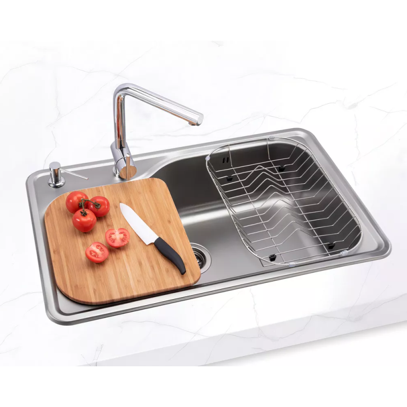 Bacha Cocina Simple Mi Pileta 802ED C/Dosificador Plateado