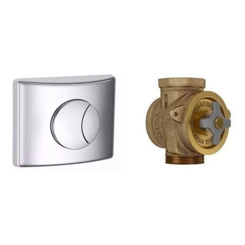 Válvula Descarga Inodoro + Tecla Doble Dual Deca Hydra Duo