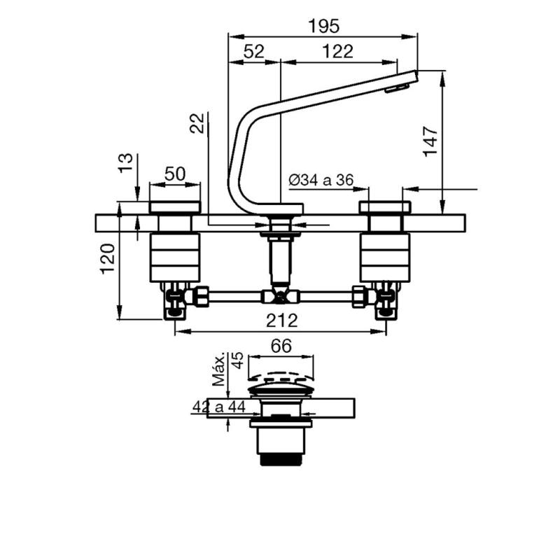 Grifería Lavatorio Mesada Fv Chaltén 0207/H4 CR Cromo
