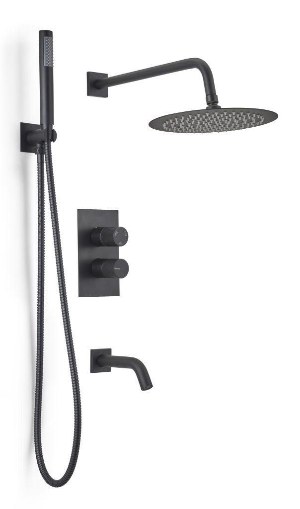 Ducha de Embutir Monocomando 3 funciones Peirano Fabric Black 80-200N