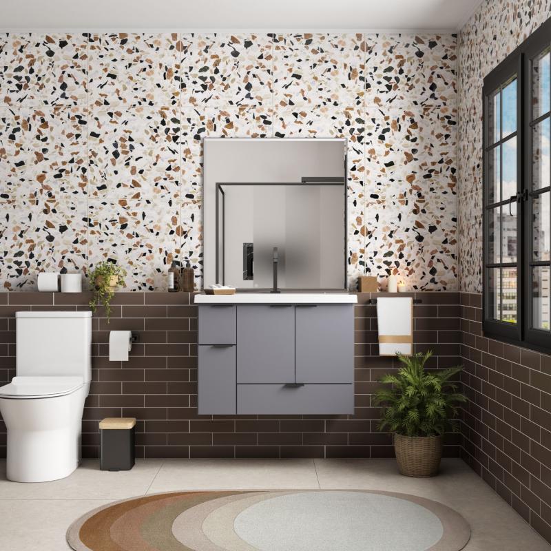 Vanitory Mueble Para Baño Colgante Cozimax Orquidea 80 Gris