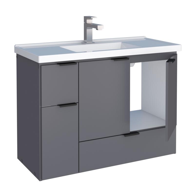 Vanitory Mueble Para Baño Colgante Cozimax Orquidea 80 Gris