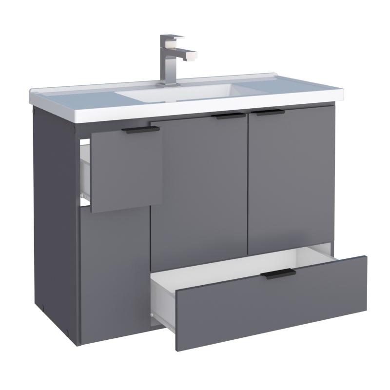 Vanitory Mueble Para Baño Colgante Cozimax Orquidea 80 Gris