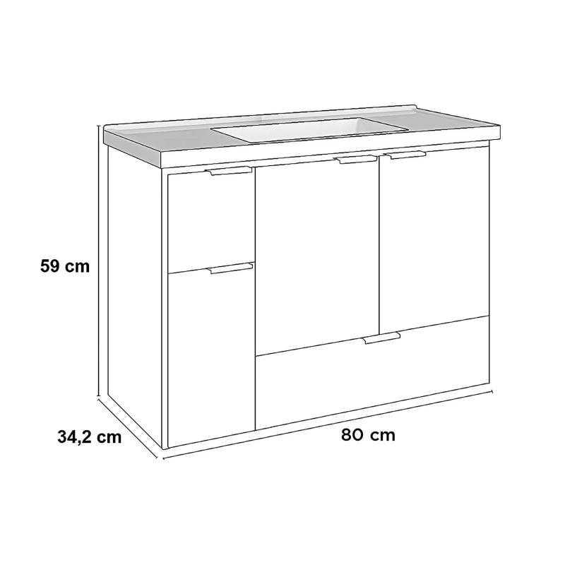 Vanitory Mueble Para Baño Colgante Cozimax Orquidea 80 Gris