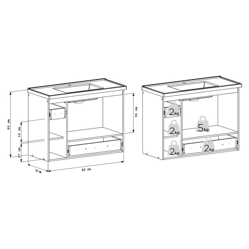 Vanitory Mueble Para Baño Colgante Cozimax Orquidea 80 Gris