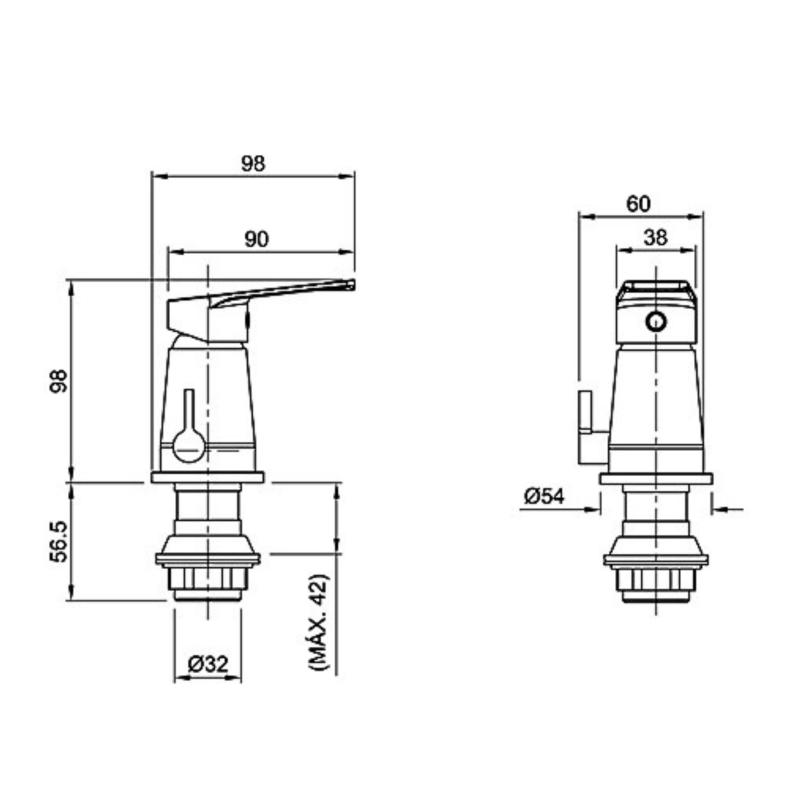 Grifería Bidet Monoc C/Transf Peirano Rio Cromo (70-176)
