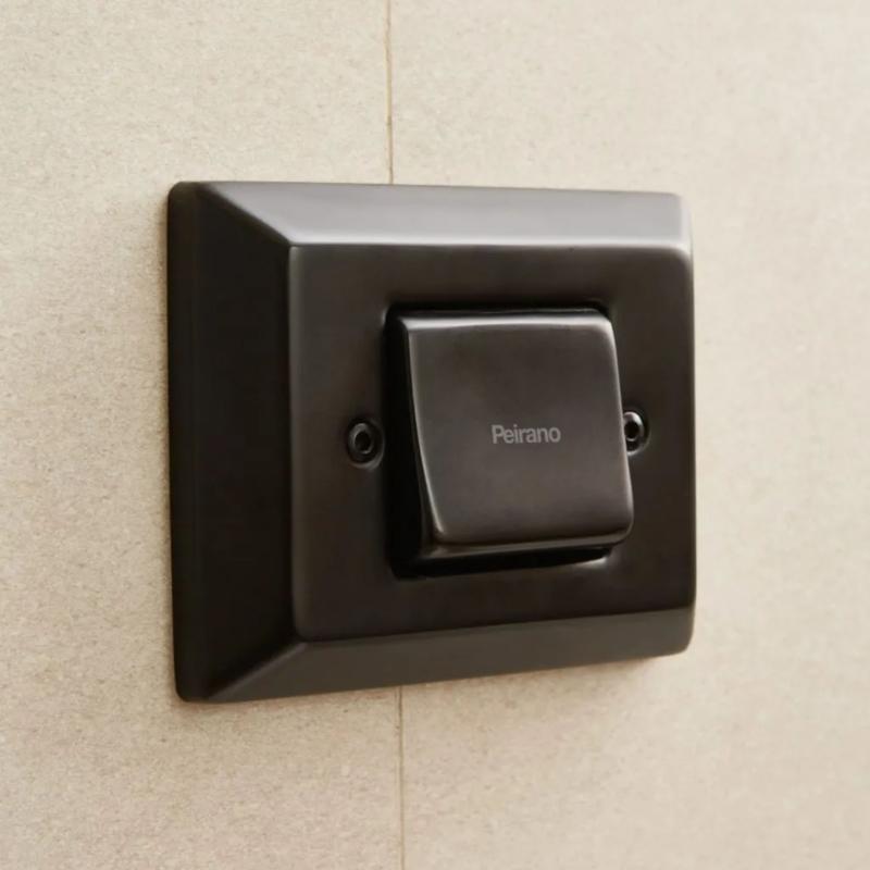 Combo Válvula De Descarga + Tecla Para Inodoro Peirano Tecno 02-010N Black