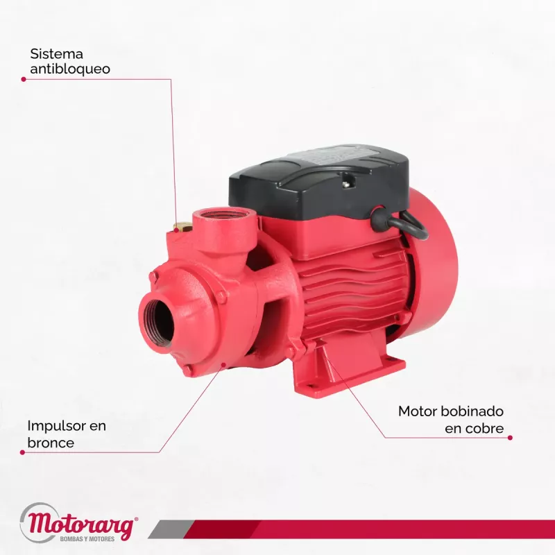 Bomba Periférica MOTORARG PF50 0.5HP 32Mts 1700 l/hs