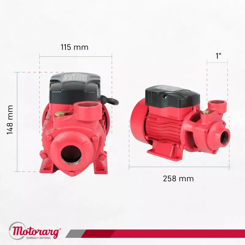 Bomba Periférica MOTORARG PF50 0.5HP 32Mts 1700 l/hs