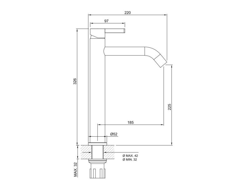 Grifería Monocomando Lavatorio Alto Peirano Steel 61-205