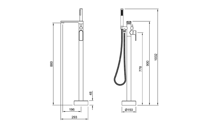 Grifería Ducha De Pie Bañera Peirano Vera Exenta 84-180