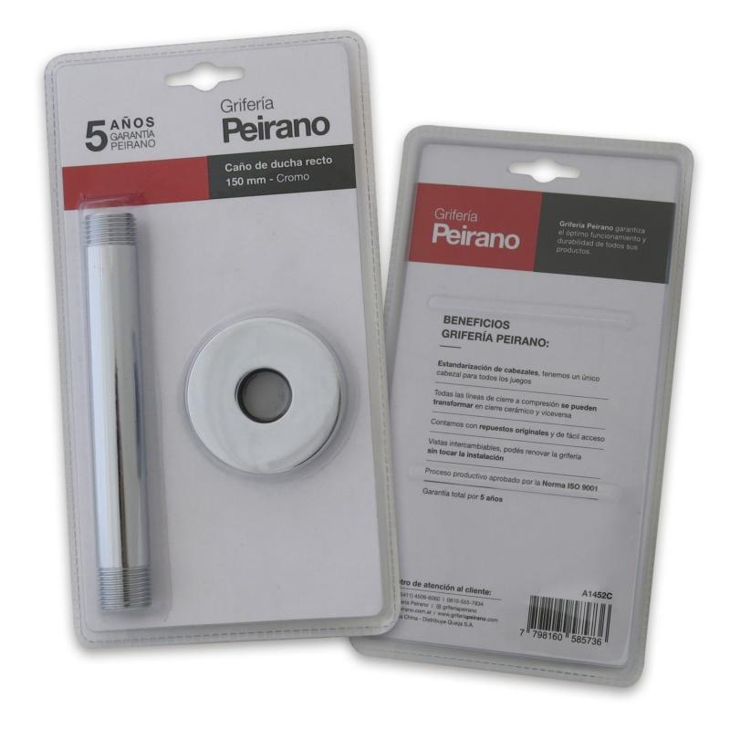 Caño De Ducha Recto Para Techo 150mm Peirano A1452C Cromo