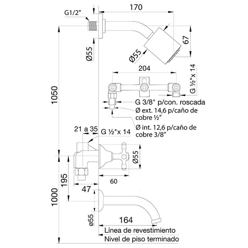 Grifería Ducha Con Transferencia Fv Newport 0103/B2P