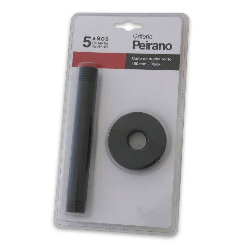 Caño De Ducha Recto Para Techo 150mm Peirano A1452N Negro Mate