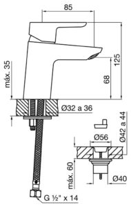 Grifería Lavatorio Monocomando Fv Puelo Negro 181/B5 NG