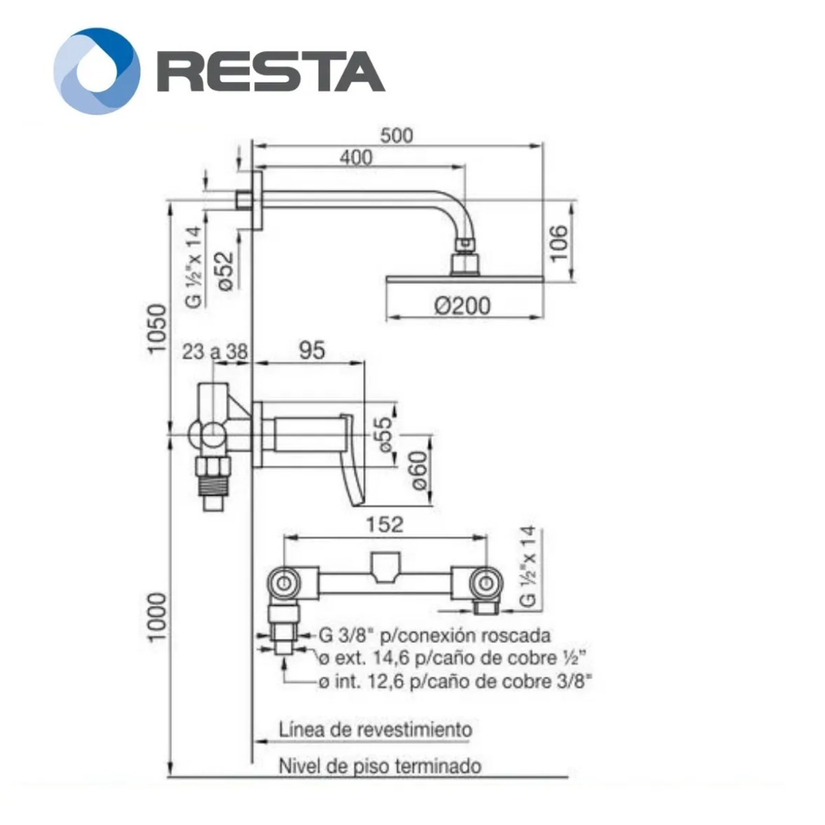 Grifería Fv Libby Para Ducha Sin Transferencia Cromo Cta